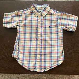 RALPH LAUREN 2T button down short sleeve plaid shirt toddler kids